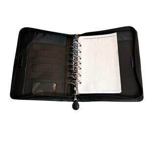 Franklin Covey Binder Full Zip Organizer Black Leather 10 x 8